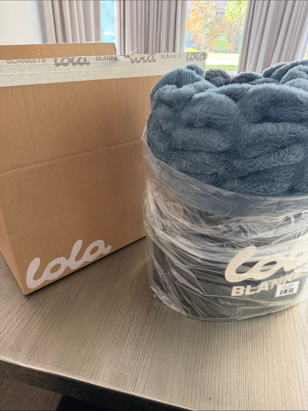 lola Plush Throw Blanket - Steel Blue Plush Velvet